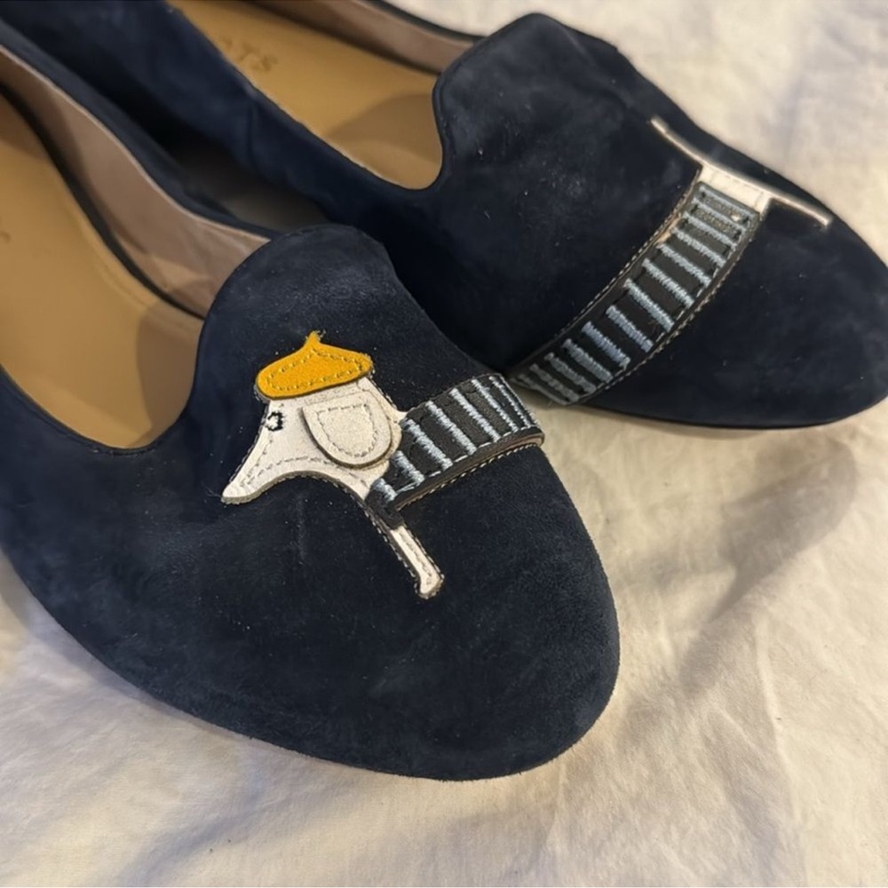 Talbots Navy Blue Embroidered Flats - Picture 8 of 9